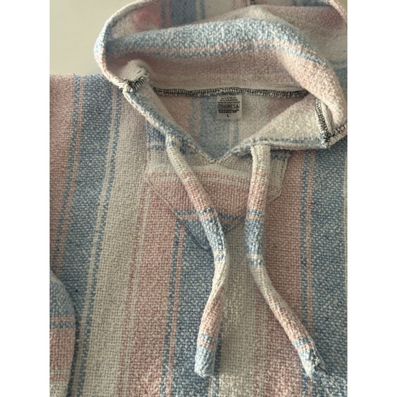 Art Mez Unisex Pullover Baja Poncho Hoodie Size L Colors White Pink and Blue - Picture 3 of 4